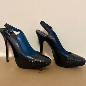 Black Studded Slingback Heels